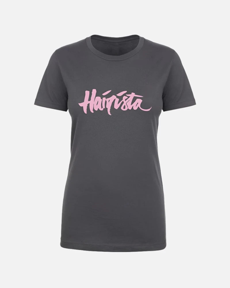 THE HAIRISTA TEE – LIGHT GREY WITH PINK